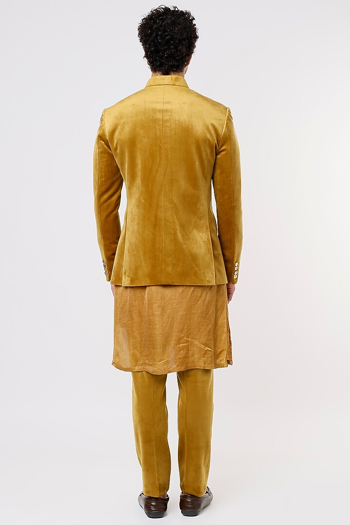 Mustard Suede Velvet Jacket Set by Prima Czar at Pernia's Pop Up Shop