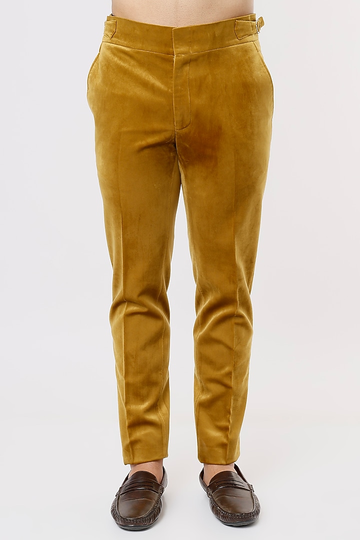Mustard Suede Velvet Jacket Set by Prima Czar at Pernia's Pop Up Shop