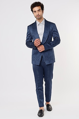 Cobalt Blue Rayon Blazer Set by Prima Czar