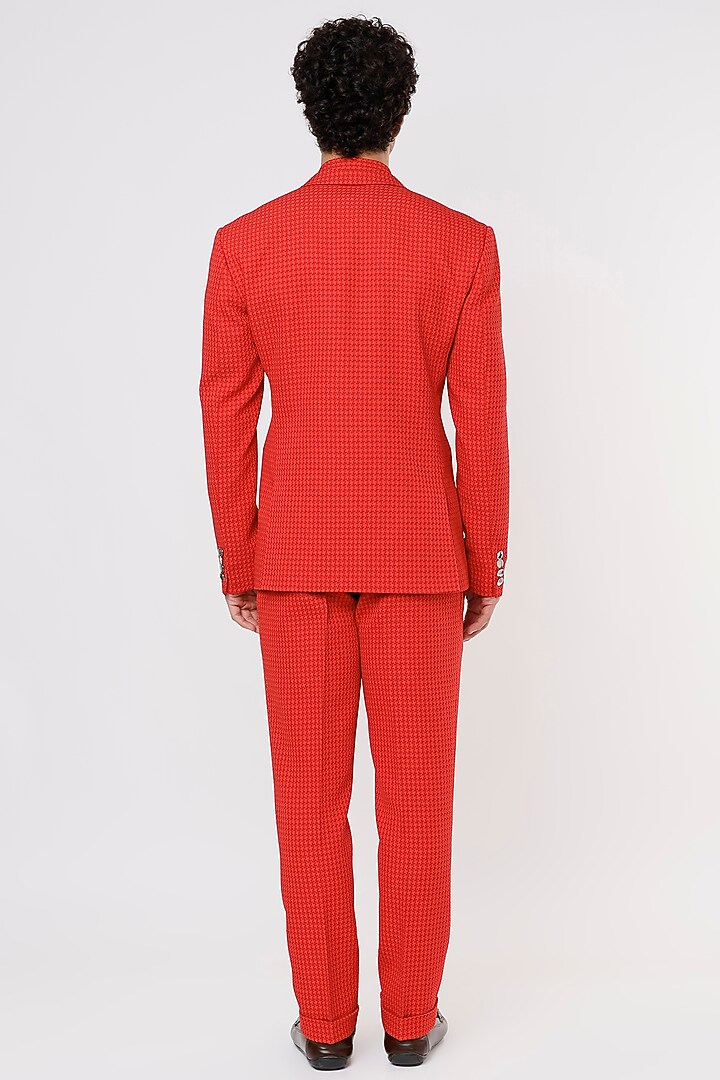 Red Jacquard Blazer Set by Prima Czar at Pernia's Pop Up Shop