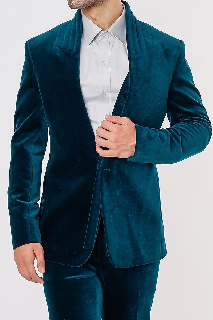 Cobalt Blue Cotton Blazer Set by Prima Czar at Pernia's Pop Up Shop