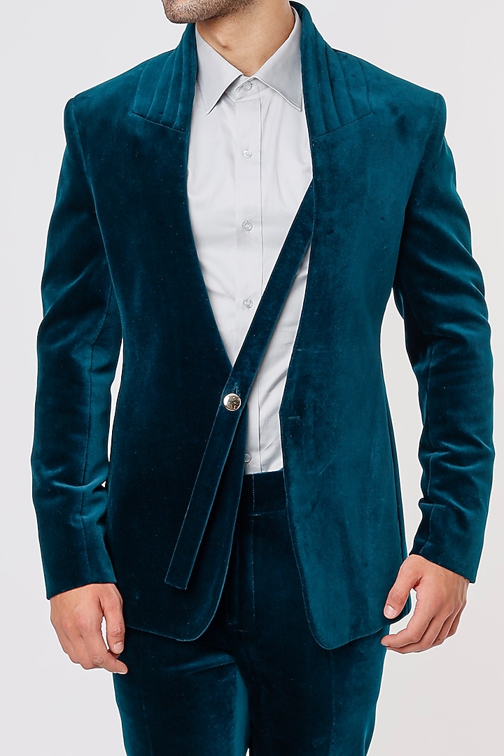 Cobalt Blue Cotton Blazer Set by Prima Czar at Pernia's Pop Up Shop