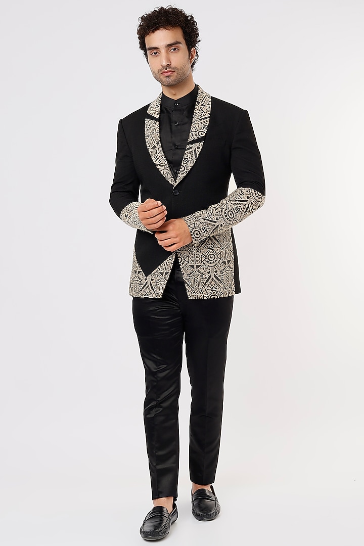 Black Rayon Blazer Set by Prima Czar at Pernia's Pop Up Shop