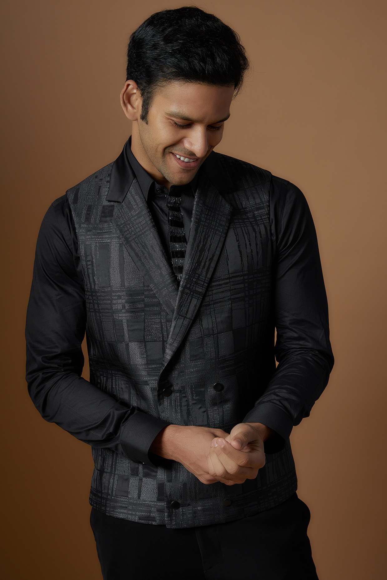 Black 2024 cotton waistcoat