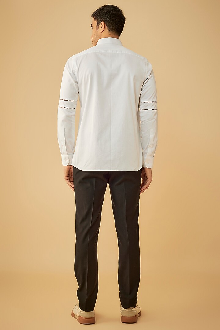 White Cotton Party Wear Shirt by Prima Czar at Pernia's Pop Up Shop