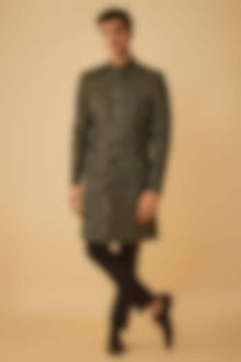 Black Jacquard Sherwani by Prima Czar