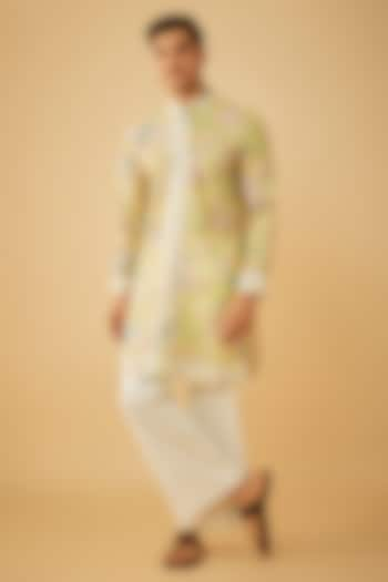 Yellow Cotton Lace Embroidered Kurta Set by Prima Czar at Pernia's Pop Up Shop