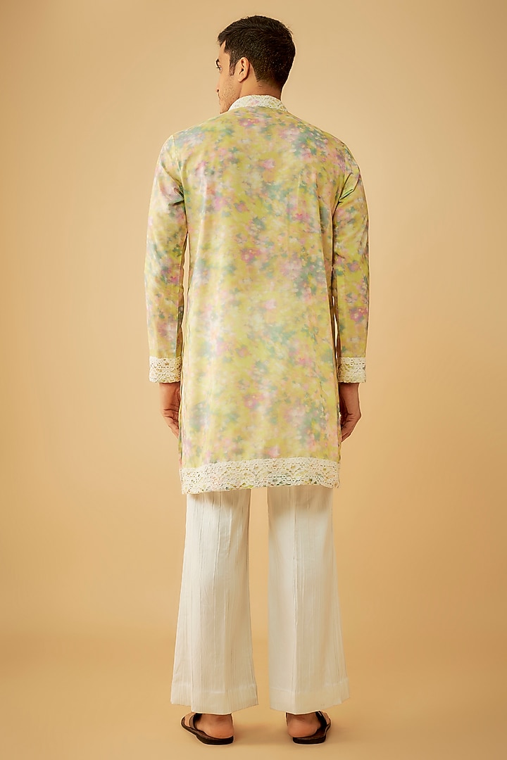 Yellow Cotton Lace Embroidered Kurta Set by Prima Czar at Pernia's Pop Up Shop