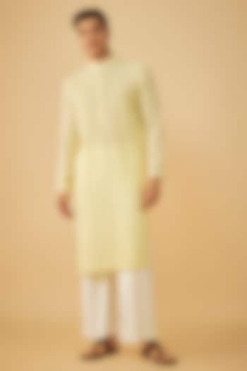 Yellow Cotton Pintucks Kurta by Prima Czar