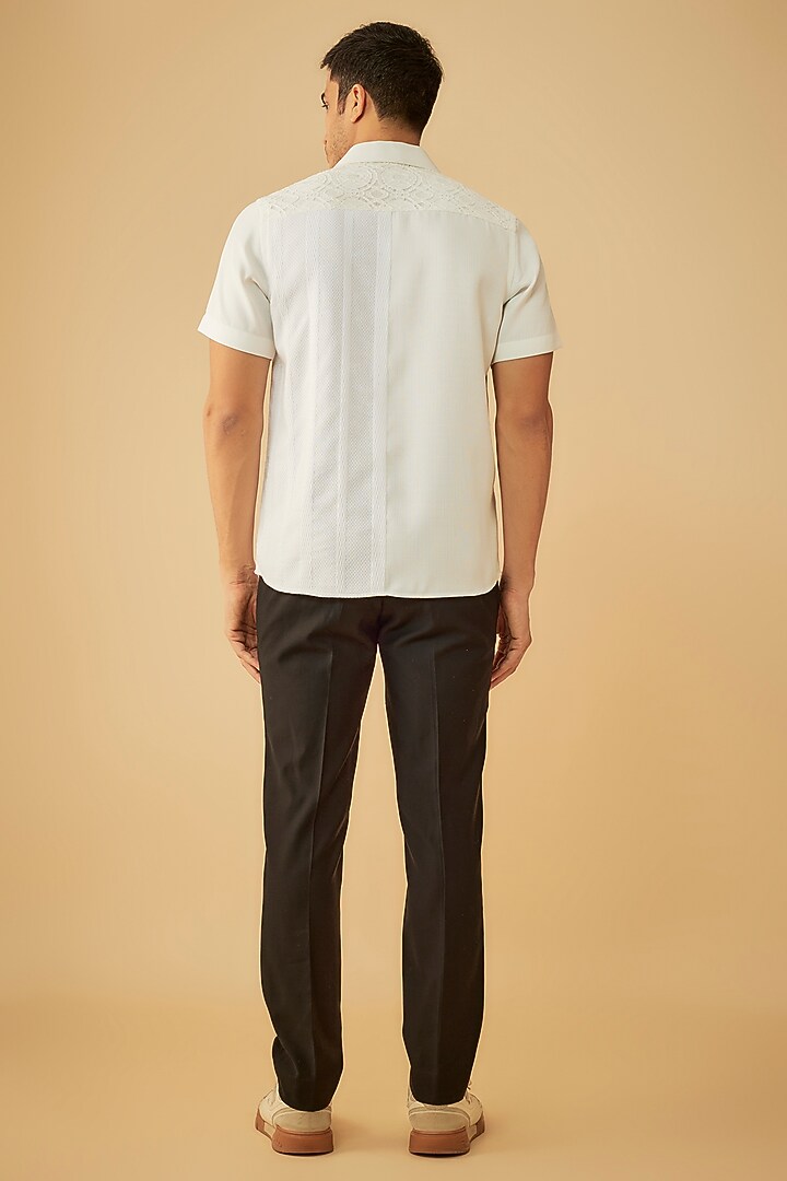 White Cotton Patch Work Party Wear Shirt by Prima Czar at Pernia's Pop Up Shop