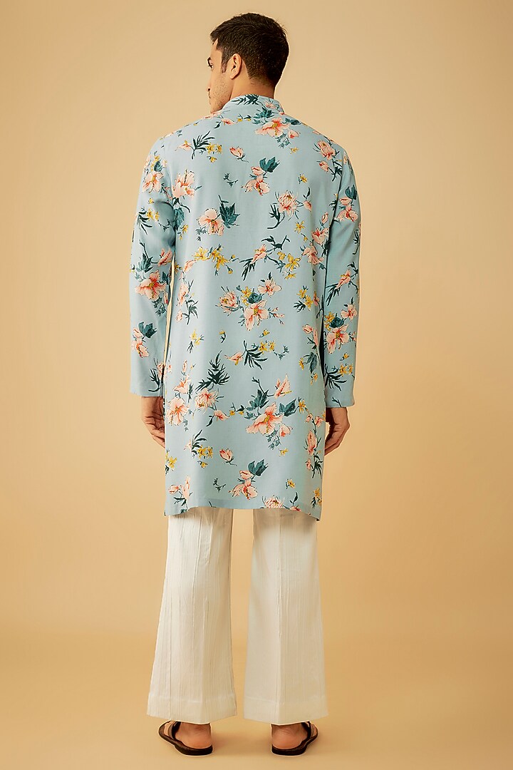 Blue Rayon Printed Kurta Set by Prima Czar at Pernia's Pop Up Shop