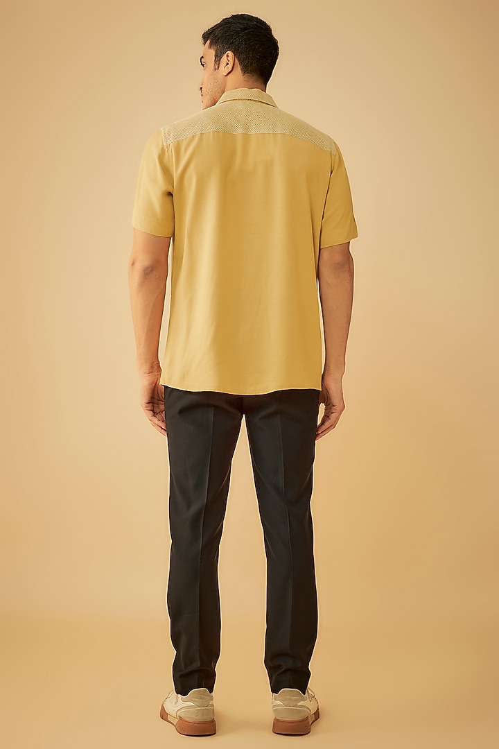 Yellow Cotton Patch Work Party Wear Shirt by Prima Czar at Pernia's Pop Up Shop