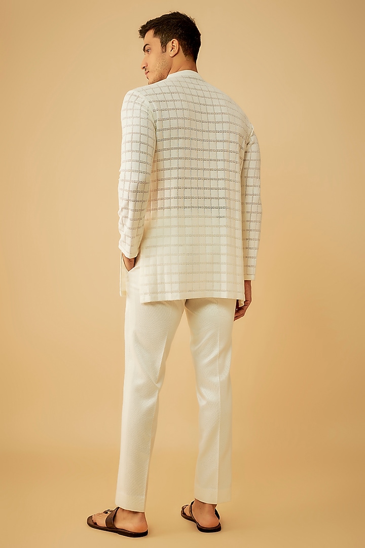 Off-White Net Short Kurta by Prima Czar at Pernia's Pop Up Shop