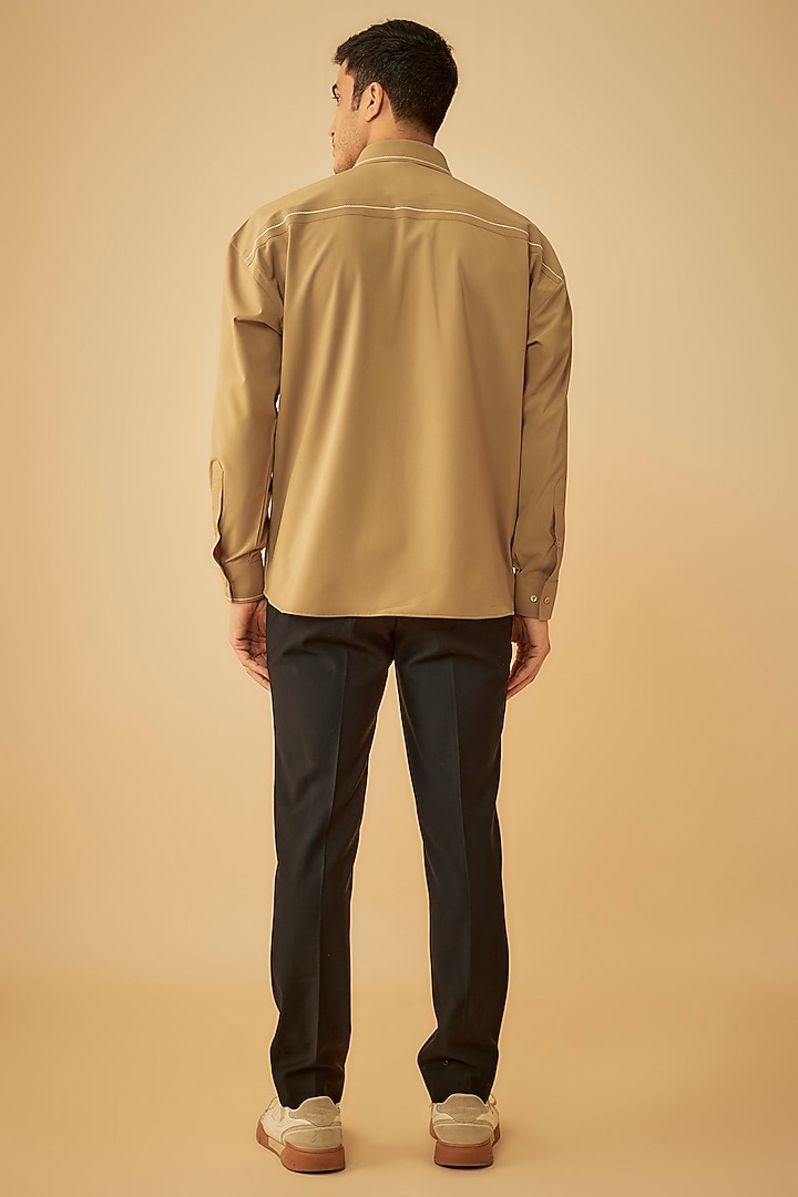 Brown Cotton Oversized Party Wear Shirt by Prima Czar at Pernia's Pop Up Shop