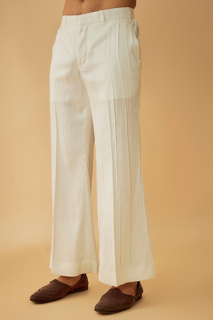 Off-White Net Wedding Indowestern Set by Prima Czar at Pernia's Pop Up Shop
