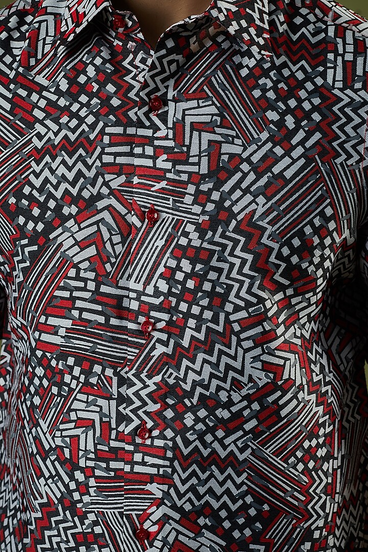 Maroon Artificial Silk Printed Party Wear Shirt by Prima Czar at Pernia's Pop Up Shop