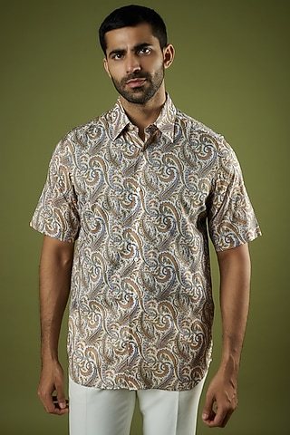 Multi-Colored Artificial Silk Printed Shirt by Prima Czar
