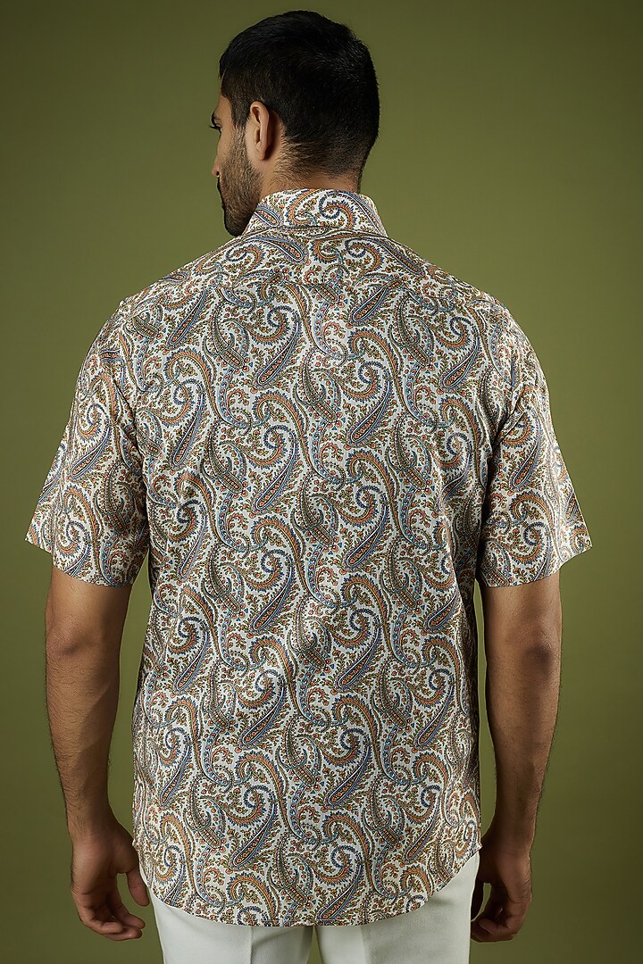 Multi-Colored Artificial Silk Printed Party Wear Shirt by Prima Czar at Pernia's Pop Up Shop