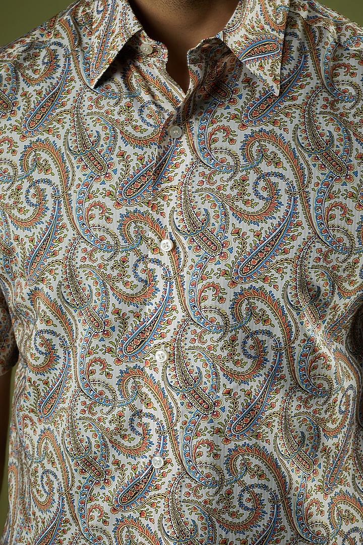 Multi-Colored Artificial Silk Printed Party Wear Shirt by Prima Czar at Pernia's Pop Up Shop
