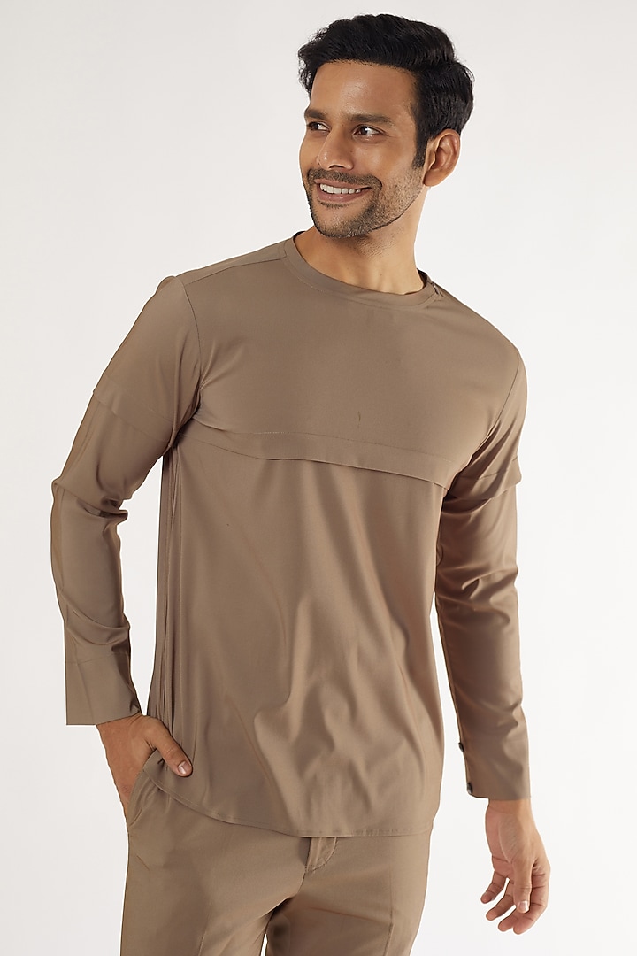 Brown Poly Viscose Co-Ord Set by Prima Czar at Pernia's Pop Up Shop