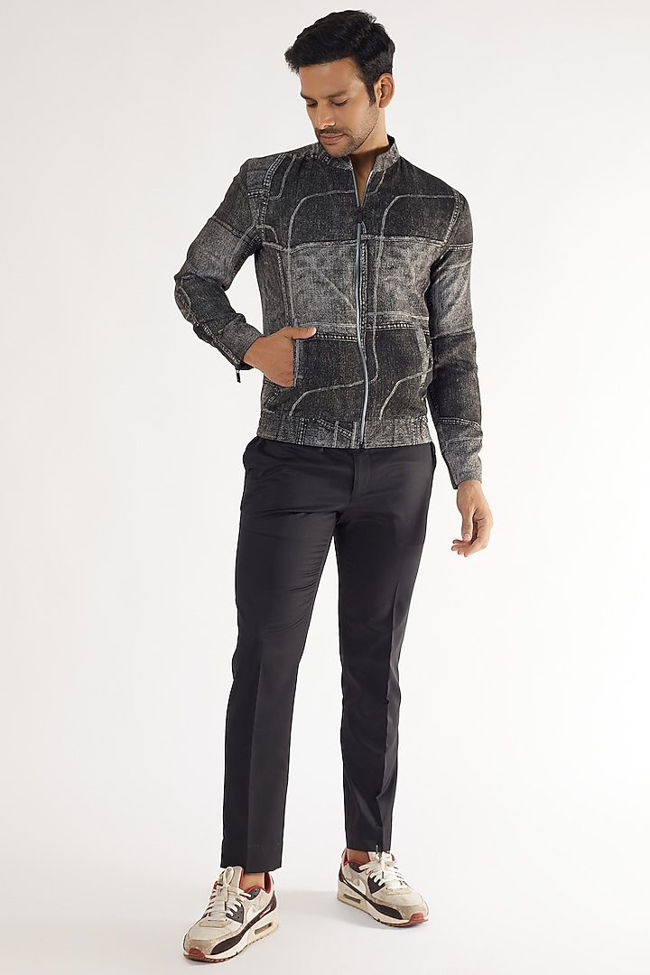 Grey Denim Bomber Jacket by Prima Czar at Pernia's Pop Up Shop