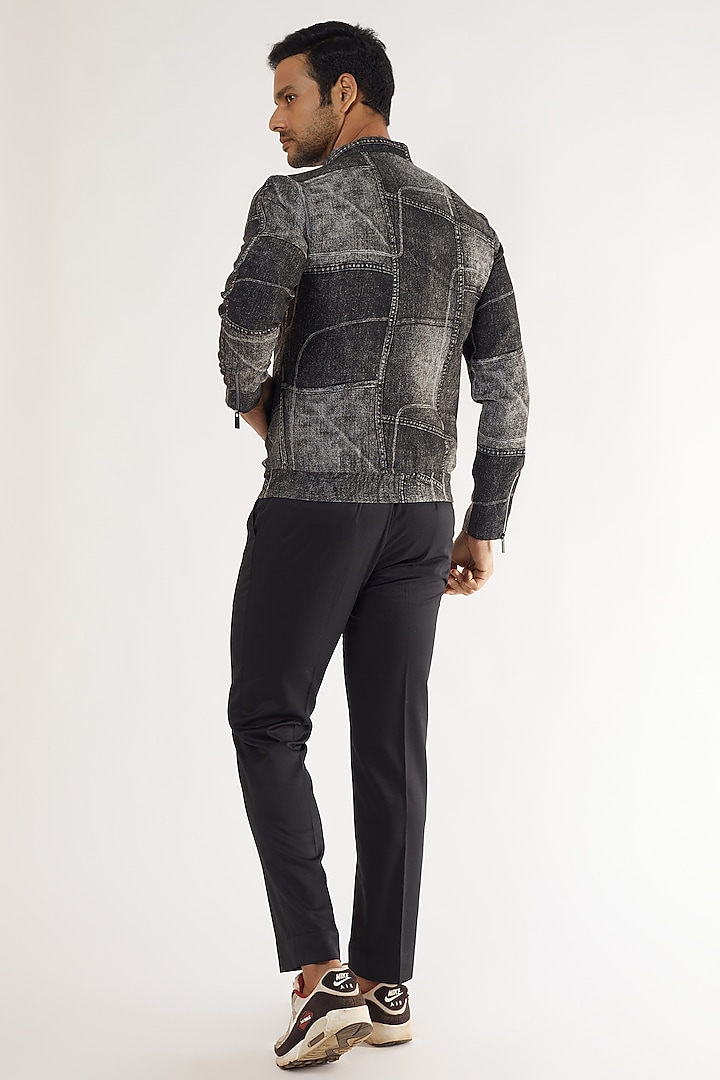Grey Denim Bomber Jacket by Prima Czar at Pernia's Pop Up Shop
