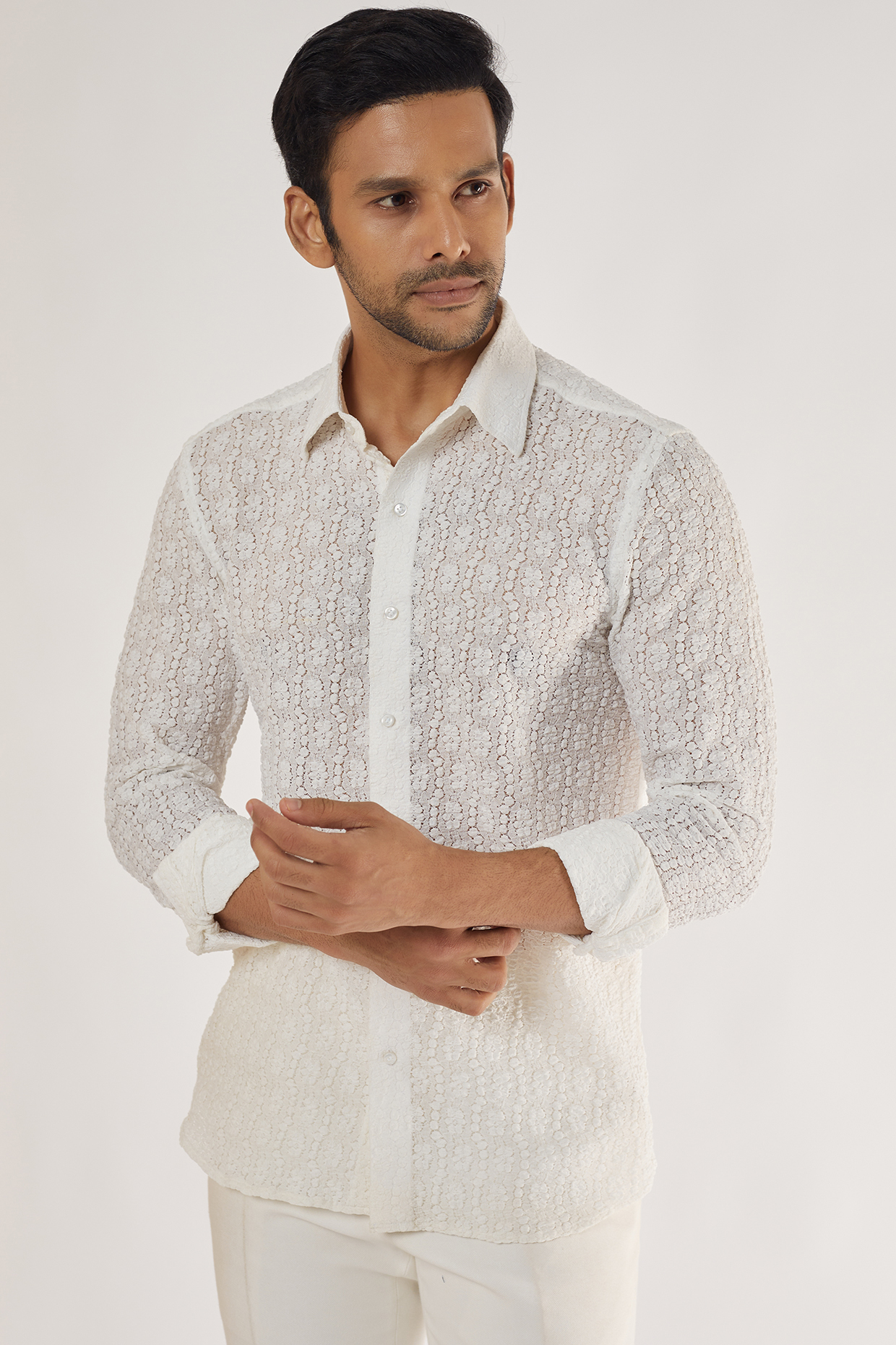 White Net Shirt by Prima Czar