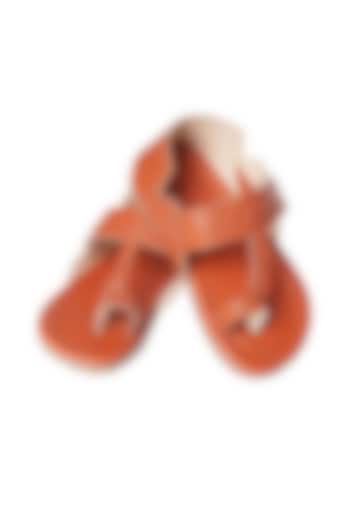 Tan brown Leather Kolhapuri Sandals For Boys by Pretty Random Design