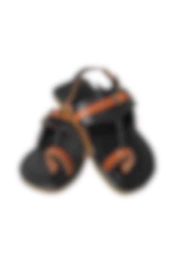 Black & Tan Leather Kolhapuri Sandals For Boys by Pretty Random Design