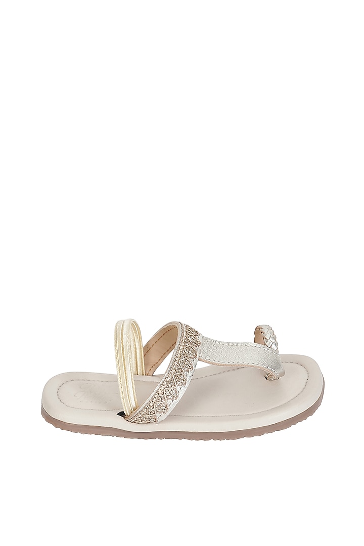 Gold Leather Sandals For Girls by Pretty Random Design at Pernia's Pop Up Shop
