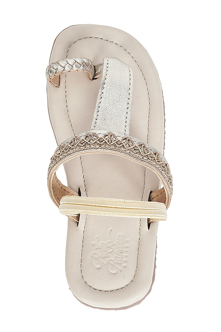 Gold Leather Sandals For Girls by Pretty Random Design at Pernia's Pop Up Shop