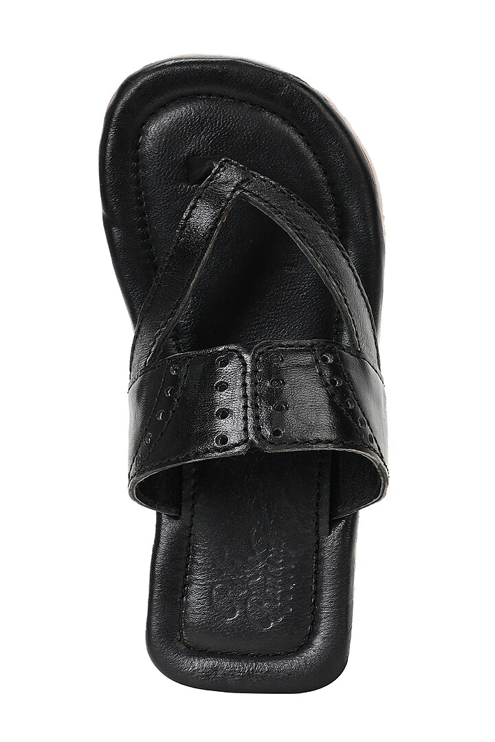 Black Leather Sandals For Boys by Pretty Random Design at Pernia's Pop Up Shop