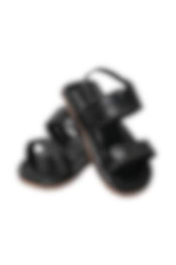 Black Leather Sandals For Boys by Pretty Random Design