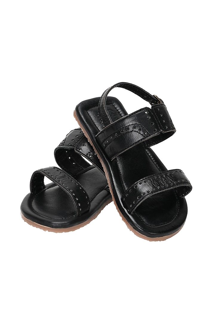 Black Leather Sandals For Boys by Pretty Random Design