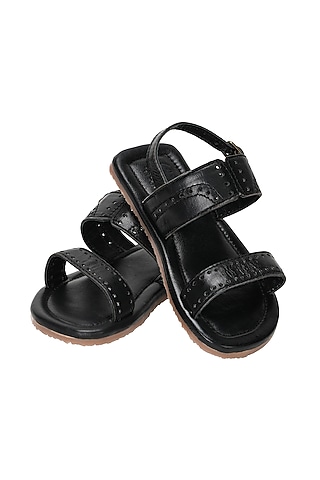 Black Leather Sandals For Boys by Pretty Random Design