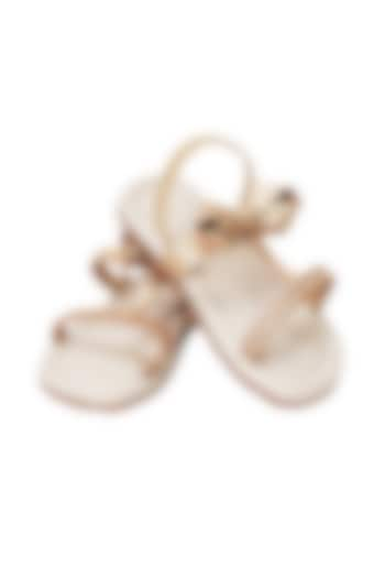 Gold Leather Sandals For Girls by Pretty Random Design at Pernia's Pop Up Shop