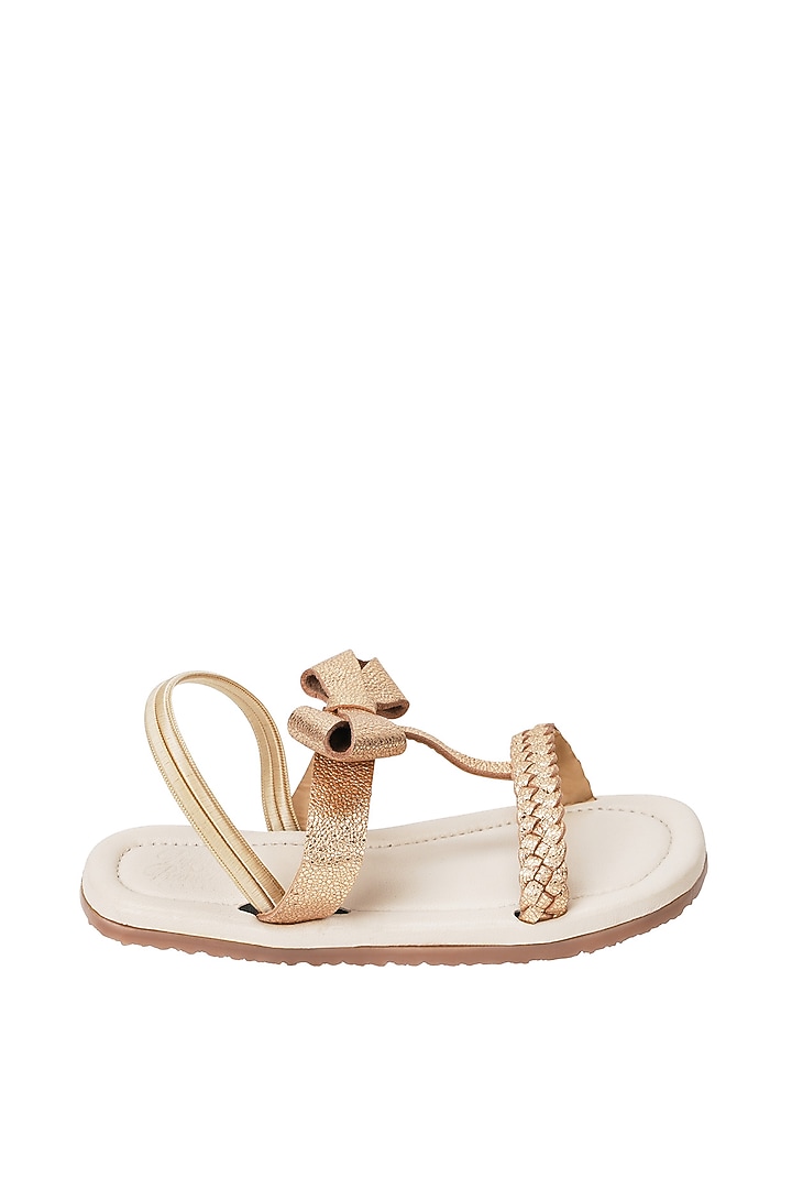 Gold Leather Sandals For Girls by Pretty Random Design at Pernia's Pop Up Shop