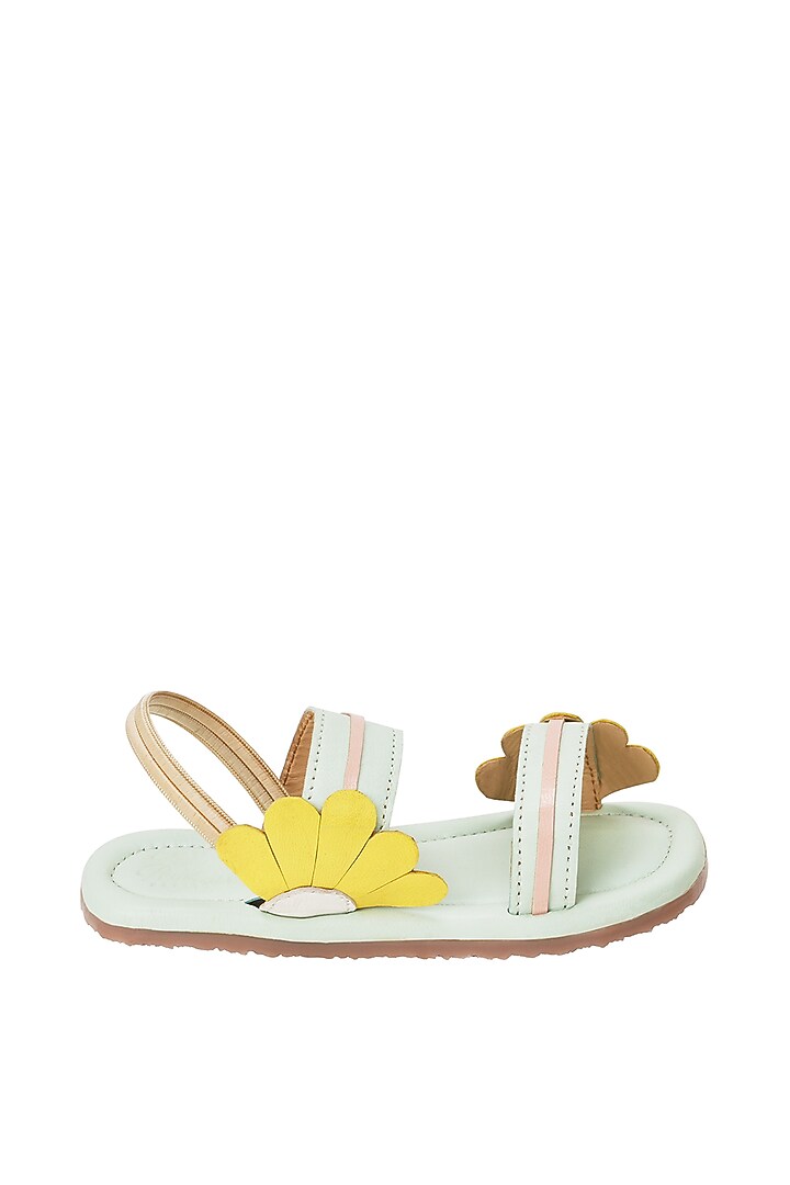 Multi-Colored Leather Floral Embroidered Sandals For Girls by Pretty Random Design at Pernia's Pop Up Shop