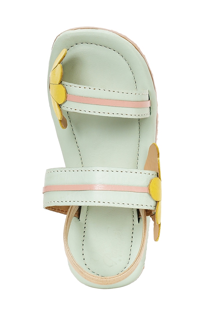 Multi-Colored Leather Floral Embroidered Sandals For Girls by Pretty Random Design at Pernia's Pop Up Shop
