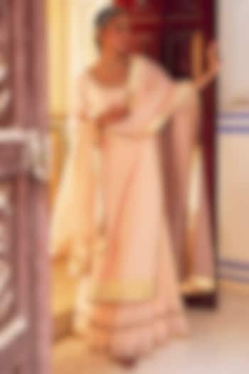 Vintage Blush Chanderi Silk Mukaish Hand Work Party Wear Sharara Set by PREEVIN at Pernia's Pop Up Shop