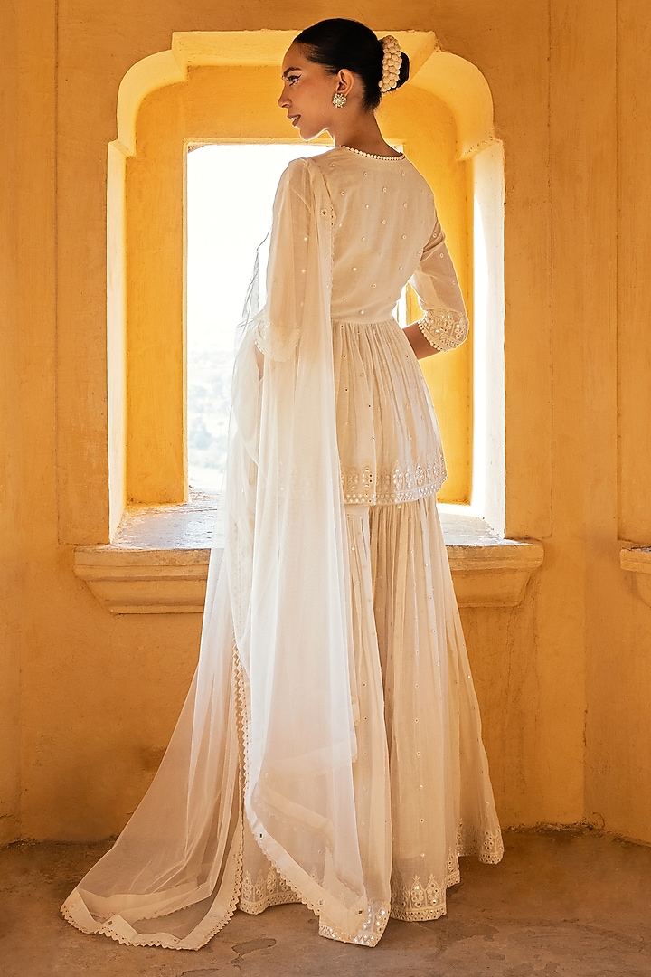 Off-White Cotton Mulmul Sharara Set by PREEVIN at Pernia's Pop Up Shop
