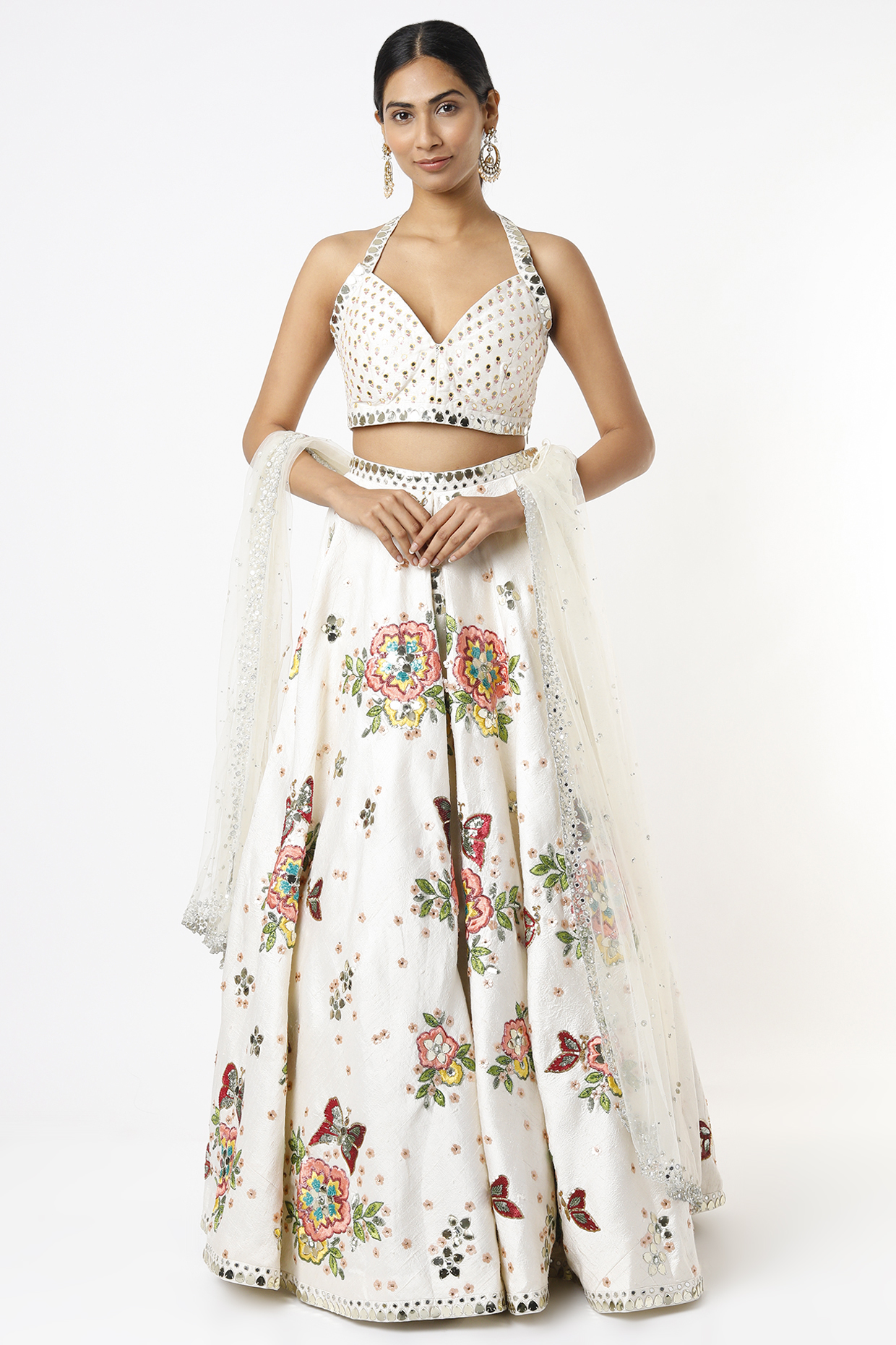 Ivory Embroidered Wedding Lehenga Set by Prevasu at Pernia's Pop Up Shop