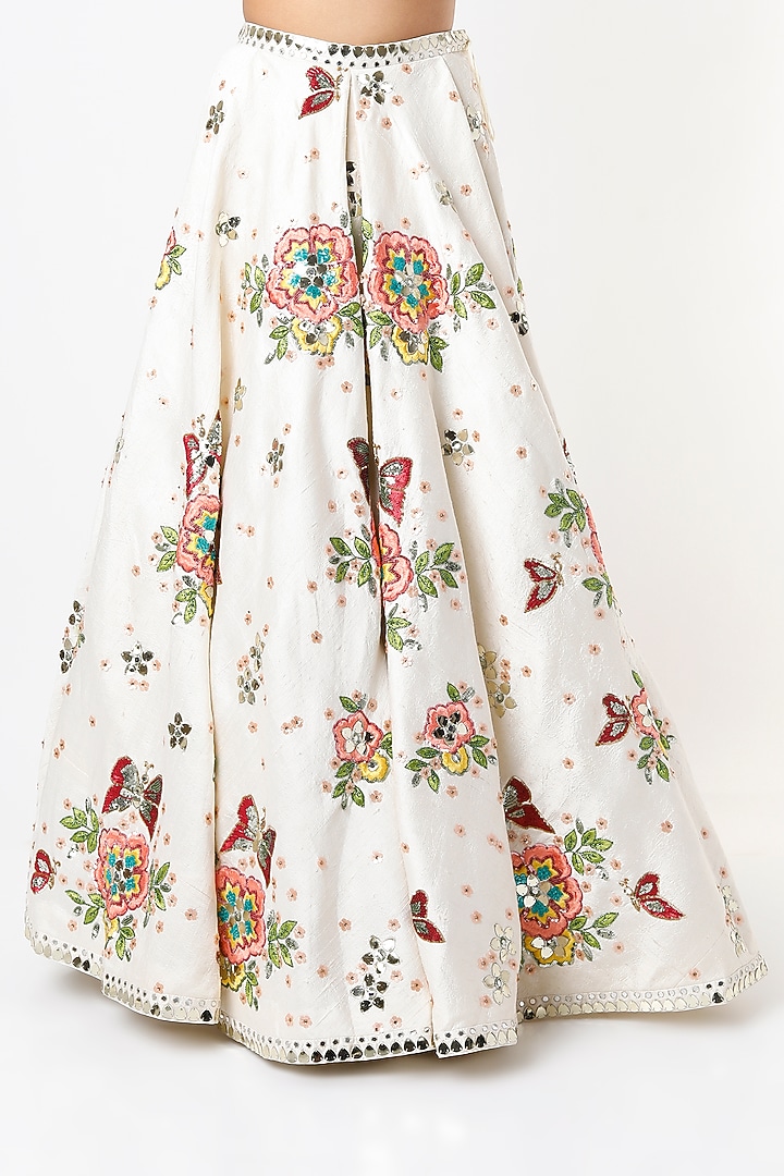 Ivory Embroidered Wedding Lehenga Set by Prevasu at Pernia's Pop Up Shop