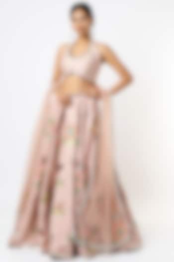 Blush Pink Embroidered Wedding Lehenga Set by Prevasu at Pernia's Pop Up Shop