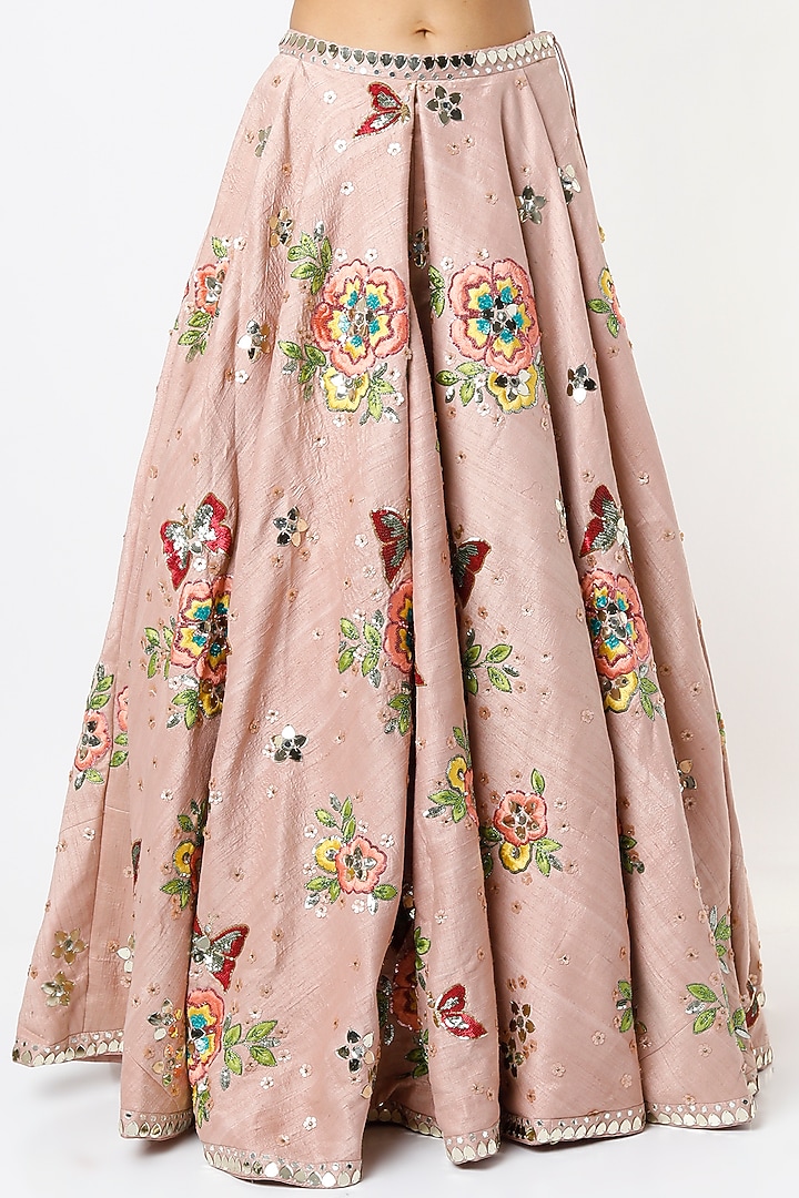 Blush Pink Embroidered Wedding Lehenga Set by Prevasu at Pernia's Pop Up Shop