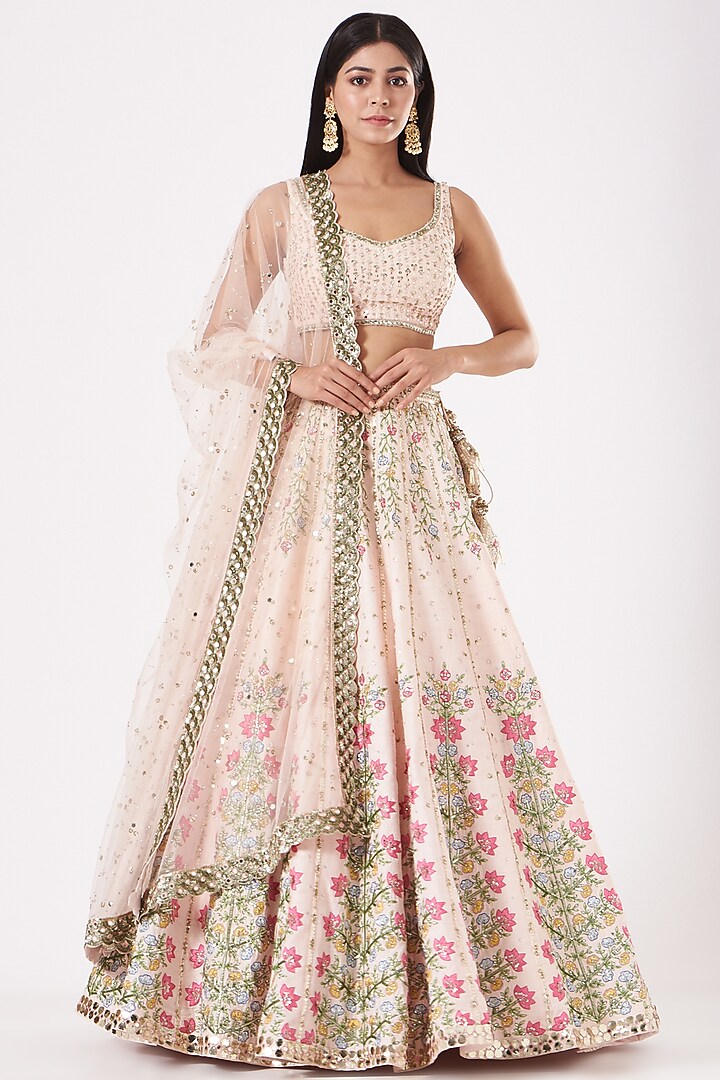 Crystal Pink Embroidered Bridal Lehenga Set by Prevasu at Pernia's Pop Up Shop