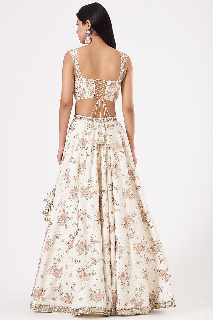 White Sequins Embroidered Bridal Lehenga Set by Prevasu at Pernia's Pop Up Shop