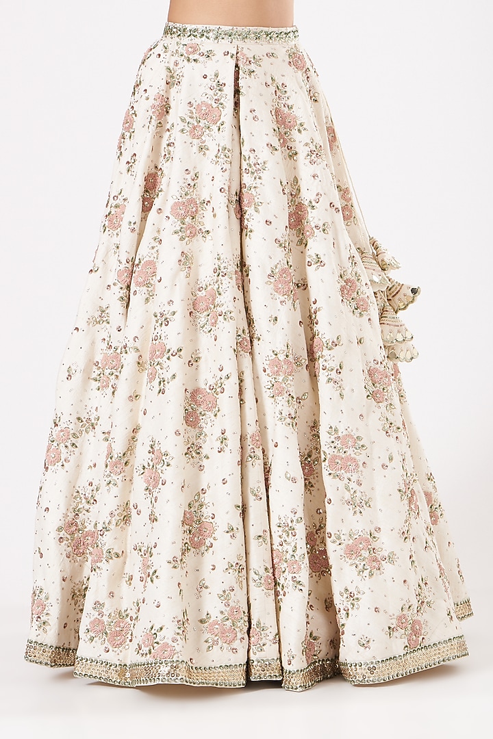 White Sequins Embroidered Bridal Lehenga Set by Prevasu at Pernia's Pop Up Shop