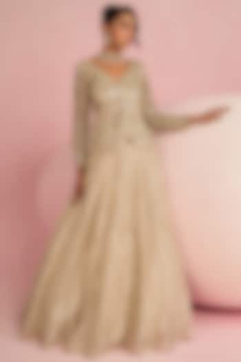 Ivory Silk Tissue Skirt Set by Prevasu at Pernia's Pop Up Shop