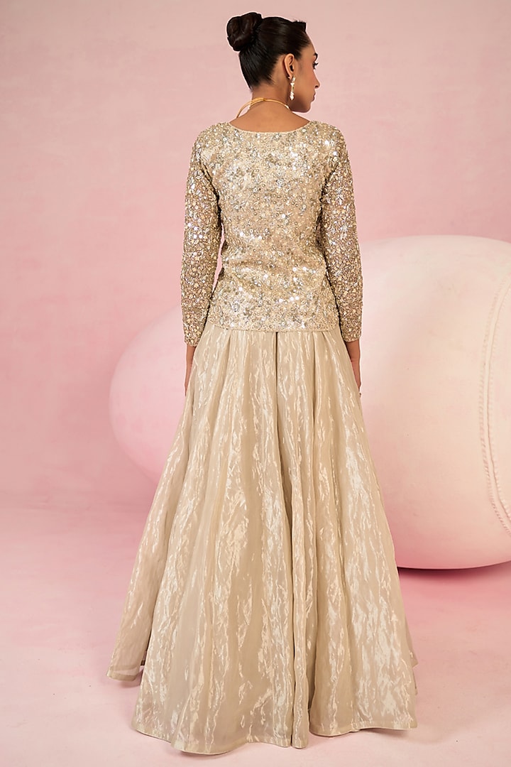 Ivory Silk Tissue Skirt Set by Prevasu at Pernia's Pop Up Shop